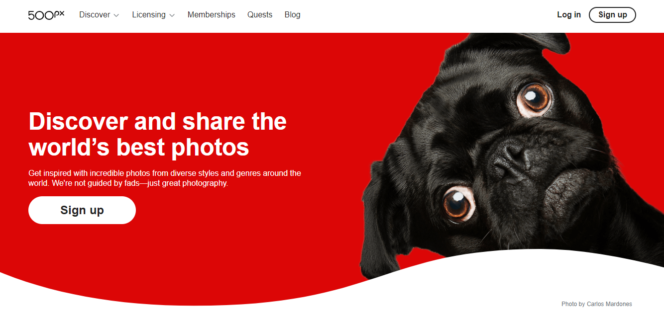 500px Page for Selling Photos Online