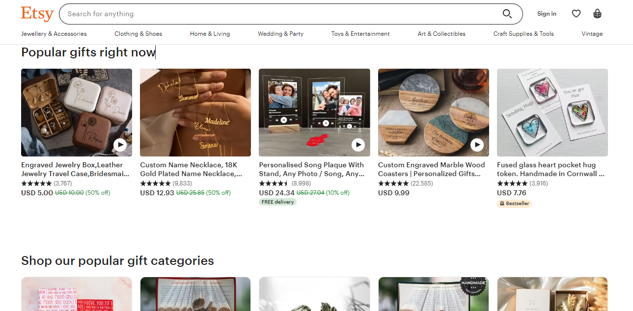 Etsy Page for Selling Photos Online