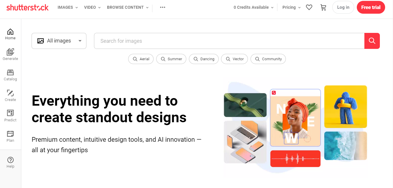 ShutterStock Home Page for Selling Photos Online